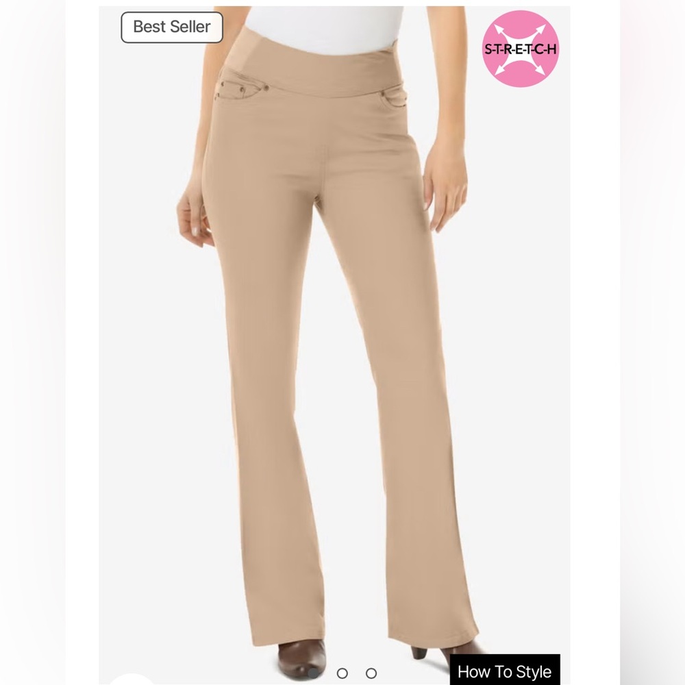Woman Within Stretch Bootcut Khaki Pants Size 22W